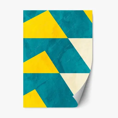 Sticker repositionnable motif géométrique bleu canard et jaune moutarde texturé – Wallnifity®