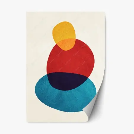 Sticker repositionnable composition abstraite en formes organiques et couleurs vives – Wallnifity®