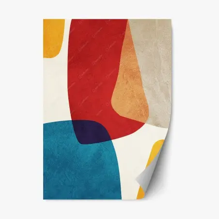 Sticker repositionnable composition abstraite aux couleurs vives et formes organiques – Wallnifity®