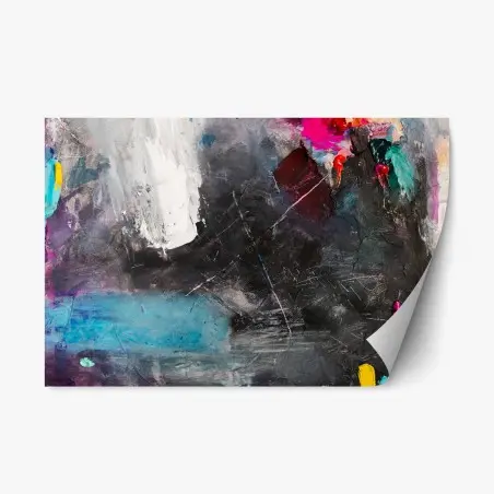 Sticker repositionnable paysage abstrait nocturne aux éclats colorés – Wallnifity®