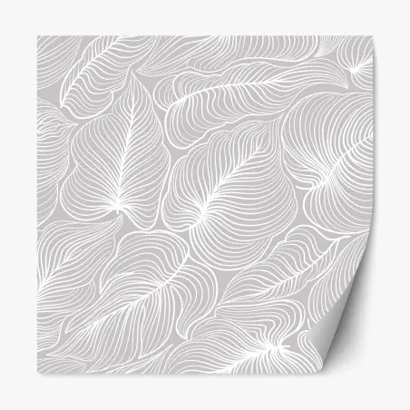 Sticker repositionnable motif floral rétro en lignes blanches sur fond gris – Wallnifity®