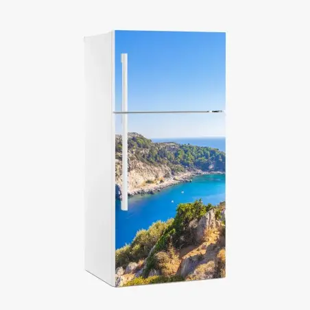 Sticker pour réfrigérateur baie turquoise d'Anthony Quinn à Rhodes – Wallnifity®