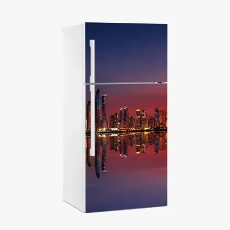 Sticker pour réfrigérateur horizon urbain au crépuscule – Wallnifity®
