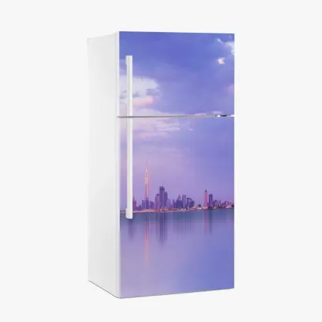 Sticker pour réfrigérateur coucher de soleil sur la skyline de Dubaï – Wallnifity®