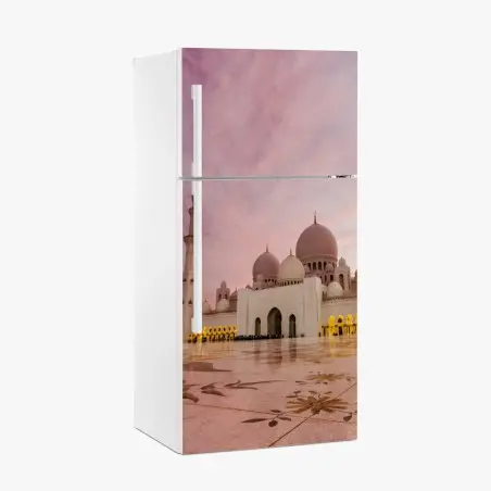 Sticker pour réfrigérateur mosquée majestueuse au ciel rose – Wallnifity®