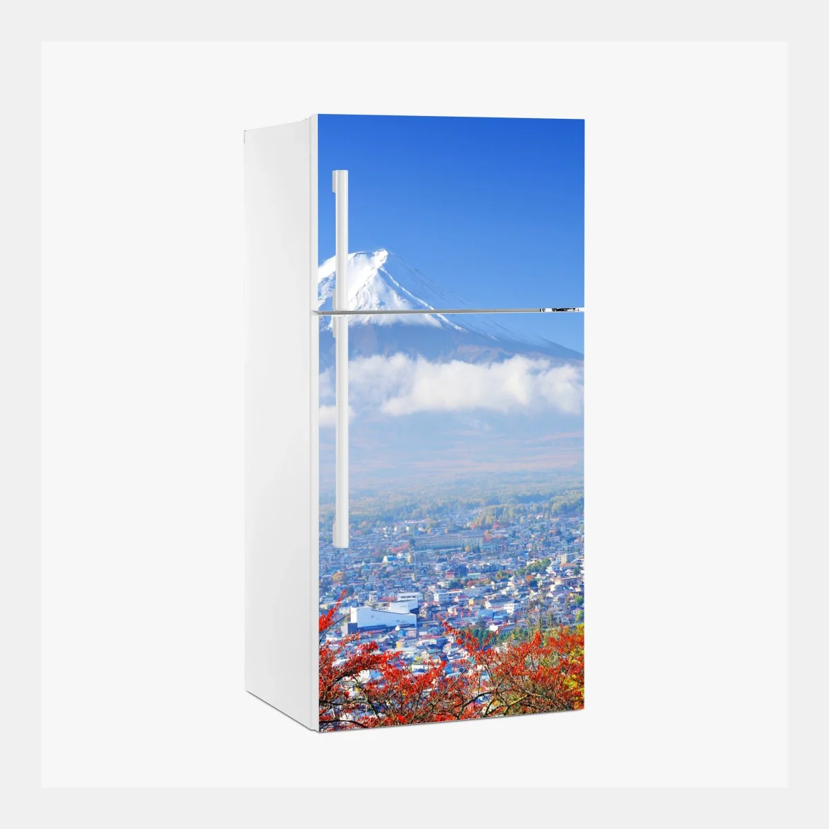 Sticker pour réfrigérateur panorama automnal avec le Mont Fuji et une pagode – Wallnifity® Sticker pour réfrigérateur panorama automnal avec le Mont Fuji et une pagode – Wallnifity®