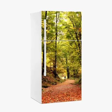 Sticker pour réfrigérateur balade au cœur de la forêt automnale – Wallnifity®