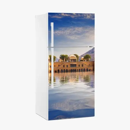 Sticker pour réfrigérateur vue sereine sur Jal Mahal à Jaipur – Wallnifity®