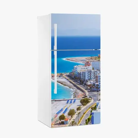 Sticker pour réfrigérateur plage colorée à Rhodes – Wallnifity®