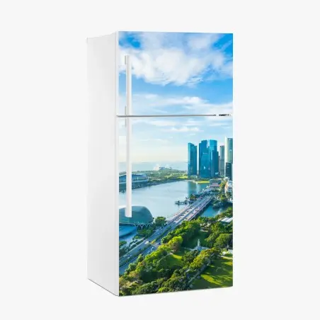 Sticker pour réfrigérateur vue panoramique de Singapour et de la baie – Wallnifity®