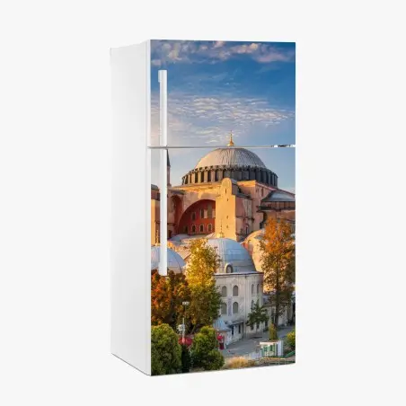 Sticker pour réfrigérateur lever de soleil sur Sainte-Sophie à Istanbul – Wallnifity®