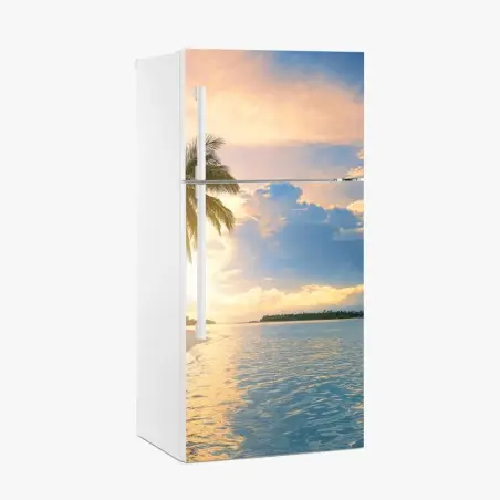 Sticker pour réfrigérateur coucher de soleil tropical aux Maldives – Wallnifity®