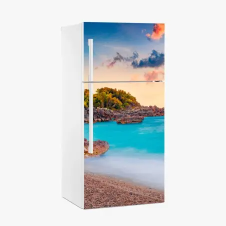 Sticker pour réfrigérateur lever de soleil à Himare, Albanie sur la mer Adriatique – Wallnifity®