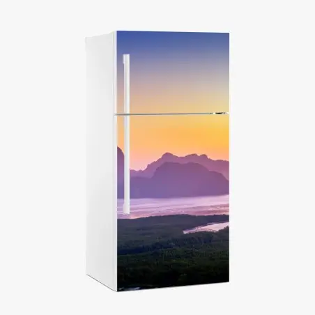 Sticker pour réfrigérateur lever de soleil au belvédère Samet Nangshe, baie de Phang Nga – Wallnifity®