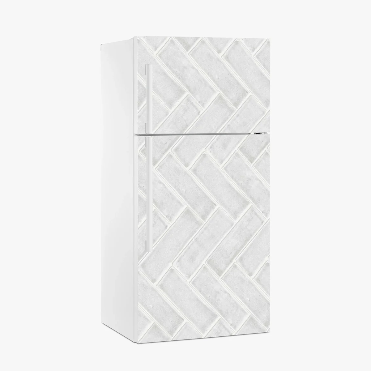 Sticker pour réfrigérateur motif chevrons de carrelage blanc texturé – Wallnifity® Sticker pour réfrigérateur motif chevrons de carrelage blanc texturé – Wallnifity®