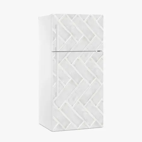 Sticker pour réfrigérateur motif chevrons de carrelage blanc texturé – Wallnifity®