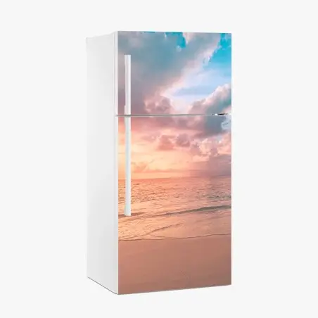 Sticker pour réfrigérateur ciel pastel au coucher de soleil sur la plage – Wallnifity®