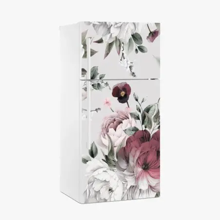 Sticker pour réfrigérateur pivoines aquarelle sur fond estival – Wallnifity®