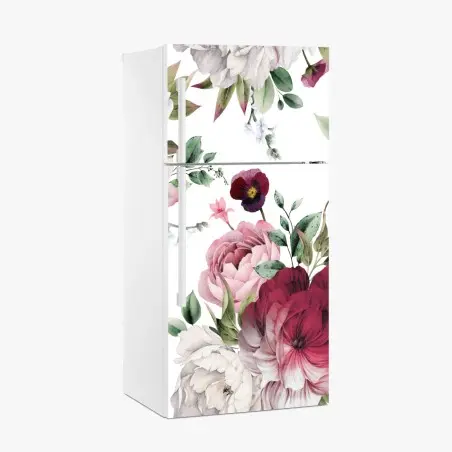 Sticker pour réfrigérateur motif floral de pivoines aquarelle élégant – Wallnifity®