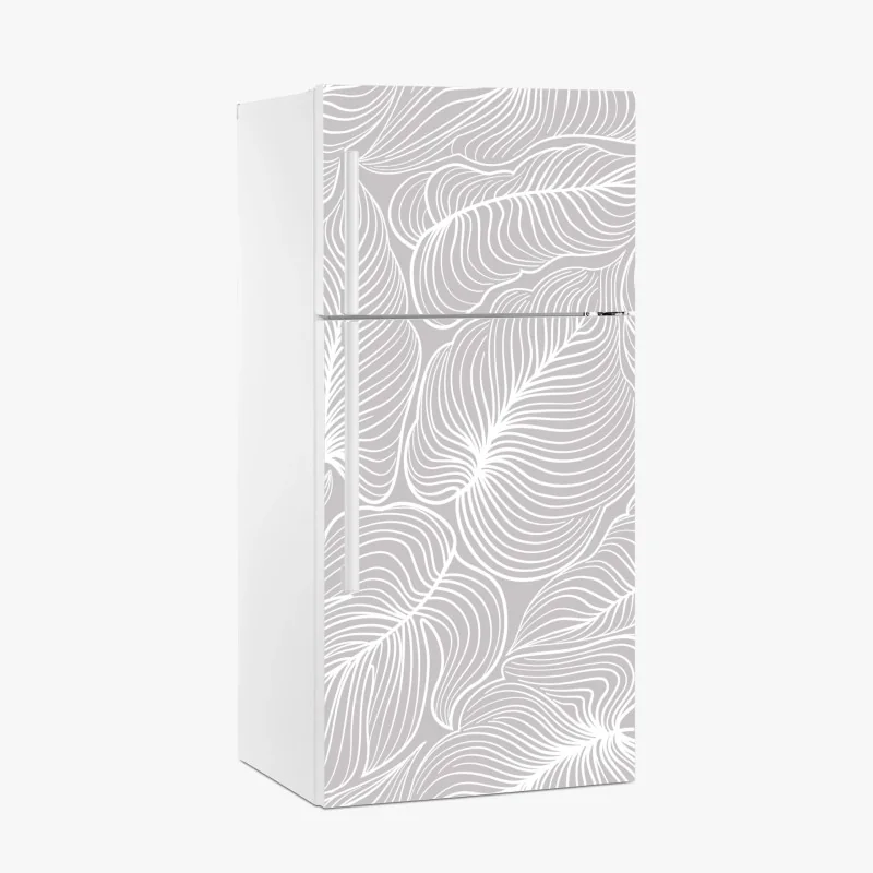 Sticker pour réfrigérateur motif floral rétro en lignes blanches sur fond gris – Wallnifity® Sticker pour réfrigérateur motif floral rétro en lignes blanches sur fond gris – Wallnifity®