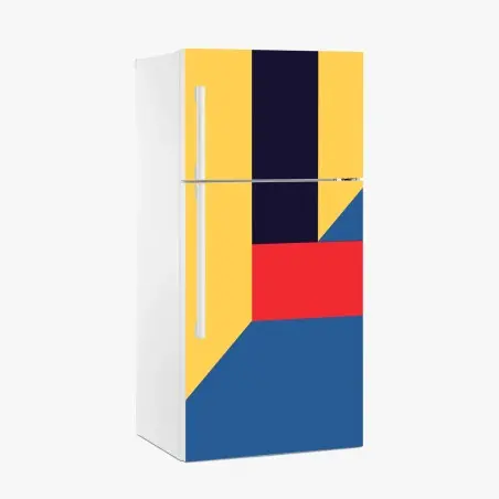 Sticker pour réfrigérateur composition géométrique en perspective style Mondrian – Wallnifity®