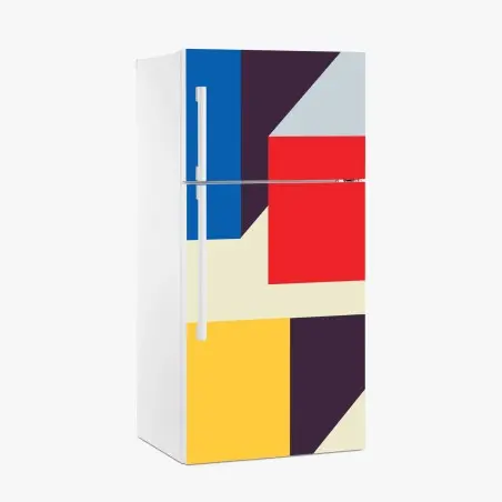 Sticker pour réfrigérateur cube en perspective aux couleurs primaires – Wallnifity®