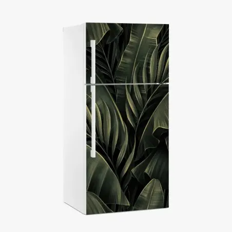Sticker pour réfrigérateur feuillage tropical luxuriant vert profond – Wallnifity®