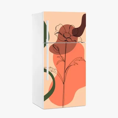 Sticker pour réfrigérateur fleur minimaliste aux formes organiques – Wallnifity®
