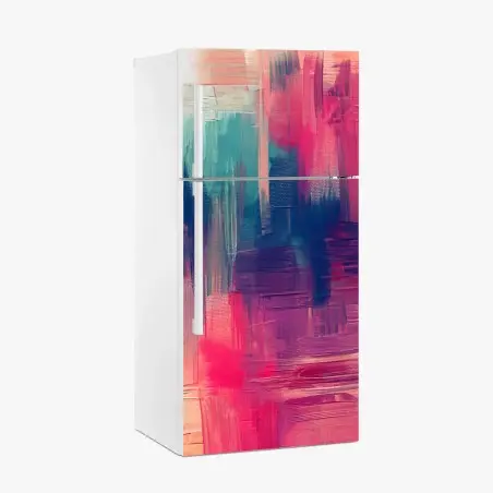 Sticker pour réfrigérateur vibrations abstraites rose et turquoise – Wallnifity®