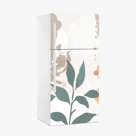 Sticker pour réfrigérateur feuillage minimaliste aux tons doux – Wallnifity®