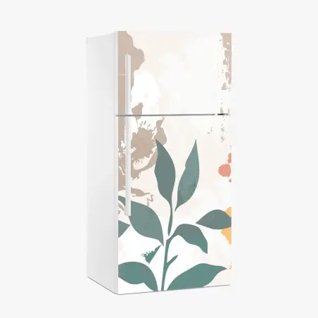 Sticker pour réfrigérateur motif botanique abstrait aux tons pastel – Wallnifity®