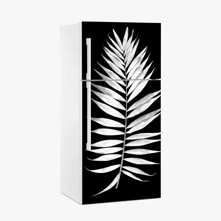 Sticker pour réfrigérateur feuille de palmier minimaliste en noir et blanc – Wallnifity®