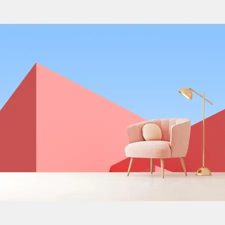 Papier peint composition géométrique rose et bleue – Wallnifity®