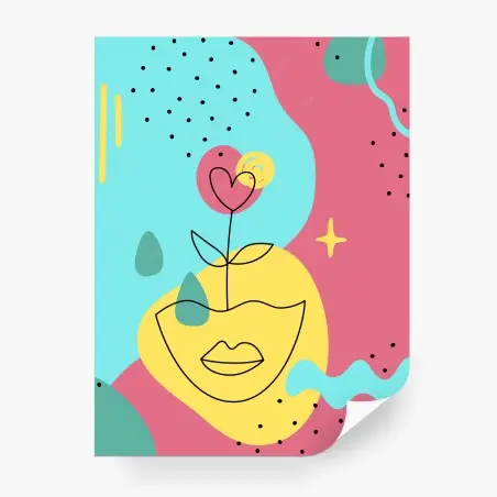 Papier peint visage fleuri aux couleurs pastel – Wallnifity®