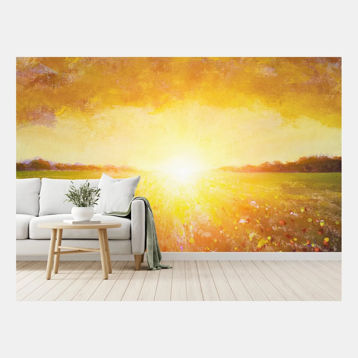 Papier peint lever de soleil sur un champ de coquelicots – Wallnifity® Papier peint lever de soleil sur un champ de coquelicots – Wallnifity®