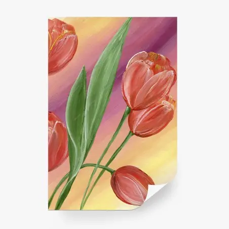 Papier peint bouquet de tulipes peintes sur fond pastel – Wallnifity®