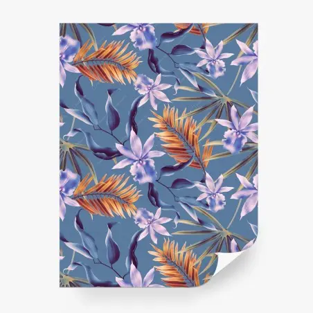Papier peint motif floral tropical aux orchidées violettes – Wallnifity®