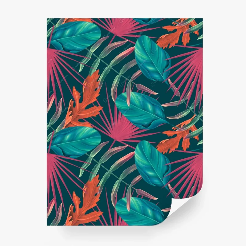 Papier peint feuillage exotique aux couleurs vives – Wallnifity® Papier peint feuillage exotique aux couleurs vives – Wallnifity®
