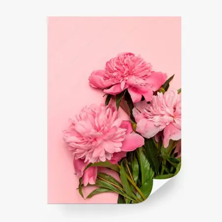 Papier peint bouquet de pivoines roses sur fond rose – Wallnifity®