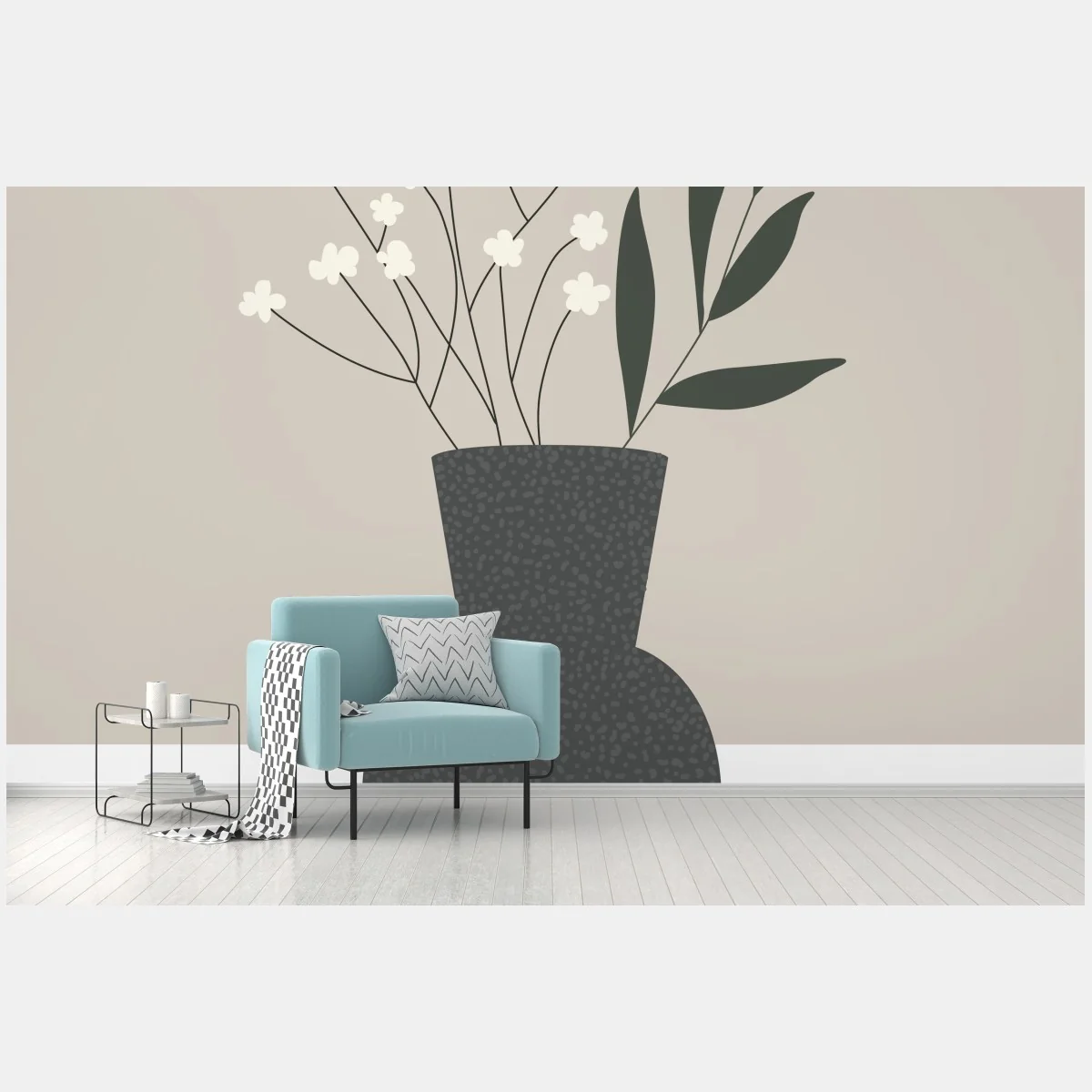 Papier peint composition florale minimaliste en vase texturé – Wallnifity® Papier peint composition florale minimaliste en vase texturé – Wallnifity®