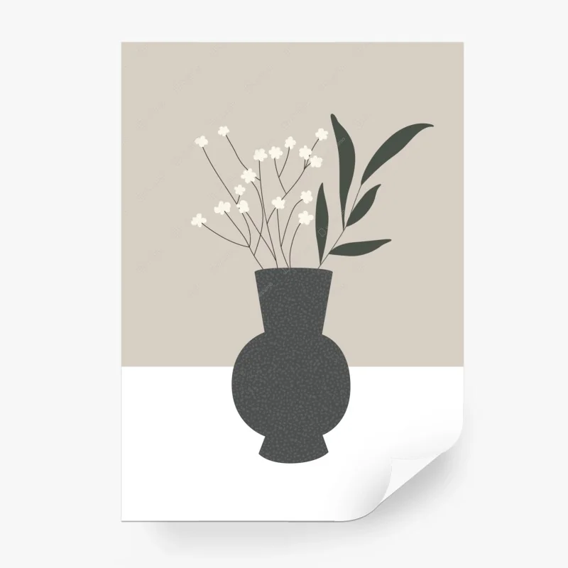 Papier peint composition florale minimaliste en vase texturé – Wallnifity® Papier peint composition florale minimaliste en vase texturé – Wallnifity®