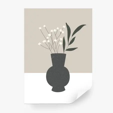 Papier peint composition florale minimaliste en vase texturé – Wallnifity®