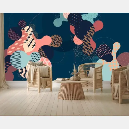 Papier peint composition géométrique aux formes liquides – Wallnifity®