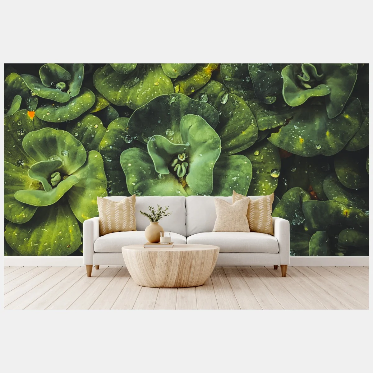 Papier peint motif botanique de feuilles aquatiques vertes – Wallnifity® Papier peint motif botanique de feuilles aquatiques vertes – Wallnifity®