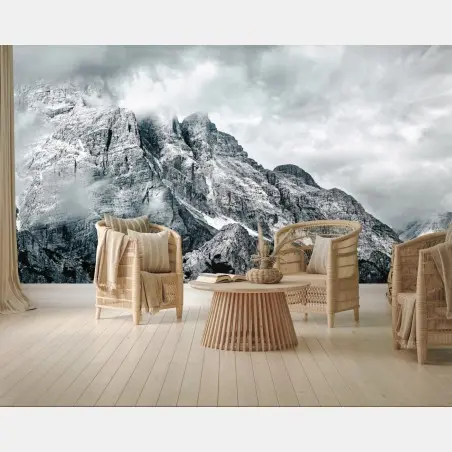 Papier peint montagne majestueuse sous ciel orageux – Wallnifity®