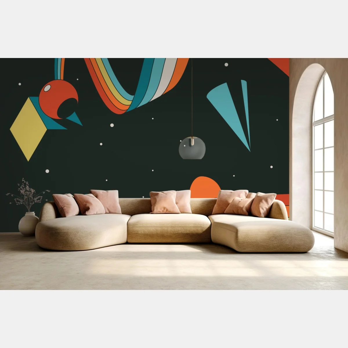 Papier peint rêve cosmique rétro aux rubans colorés – Wallnifity® Papier peint rêve cosmique rétro aux rubans colorés – Wallnifity®
