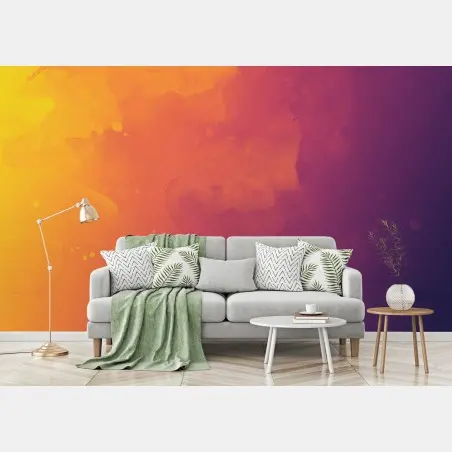Papier peint dégradé aquarelle lumineux jaune et violet – Wallnifity®
