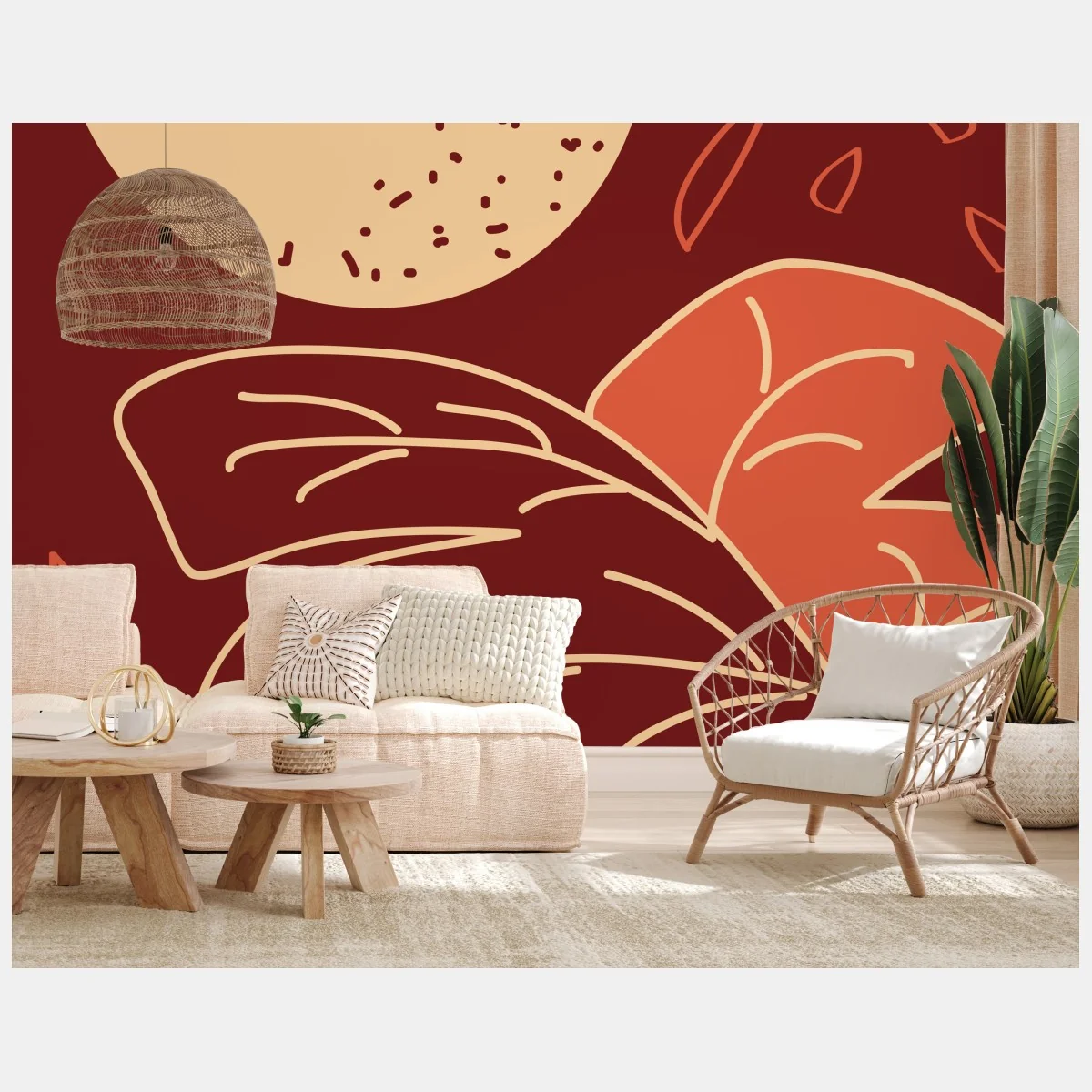 Papier peint feuillage abstrait en tons chauds – Wallnifity® Papier peint feuillage abstrait en tons chauds – Wallnifity®