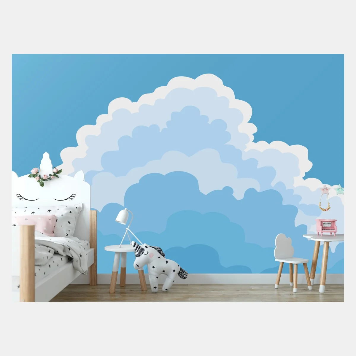 Papier peint cumulus en couches et avion en altitude – Wallnifity® Papier peint cumulus en couches et avion en altitude – Wallnifity®
