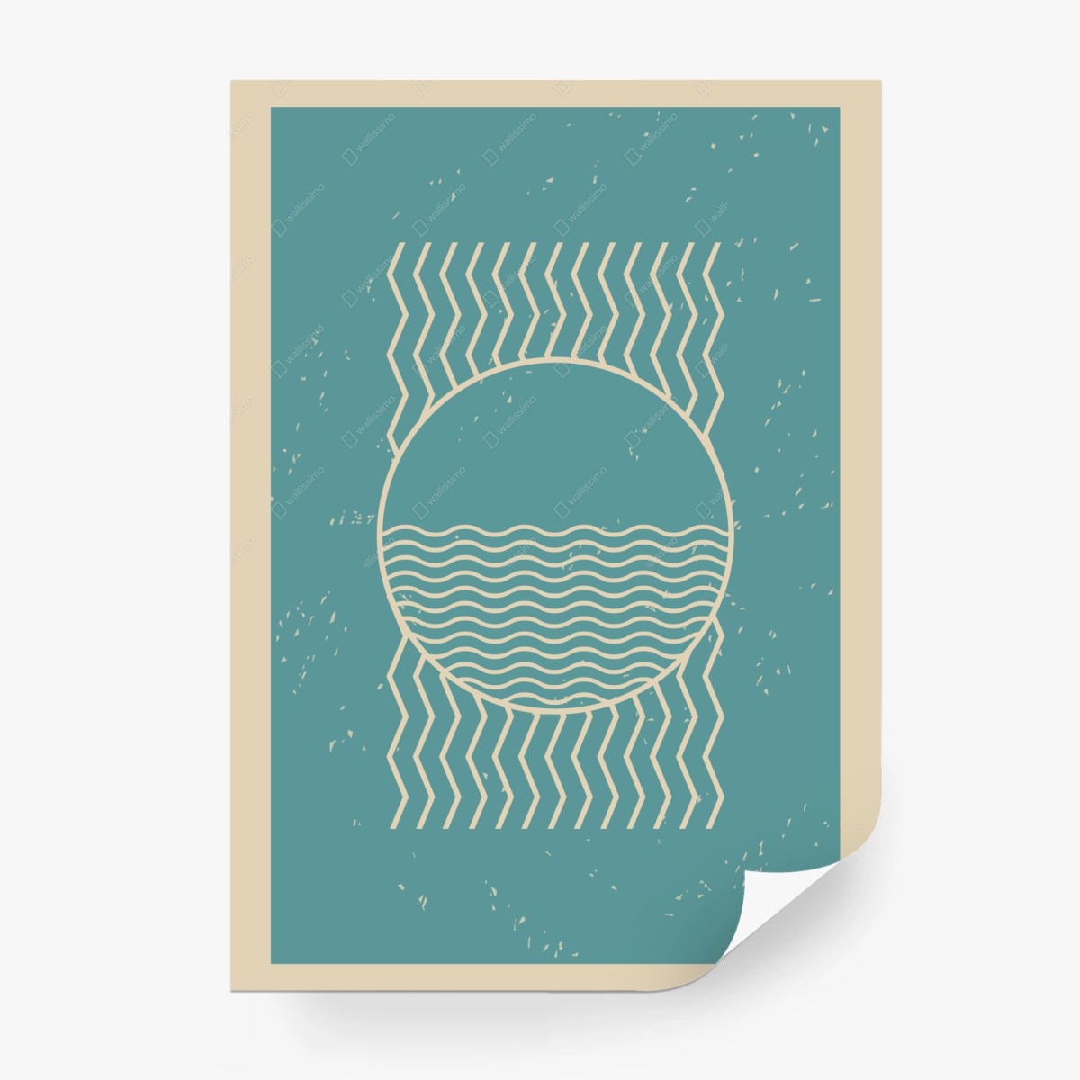 Papier peint soleil géométrique et vagues rétro – Wallnifity®